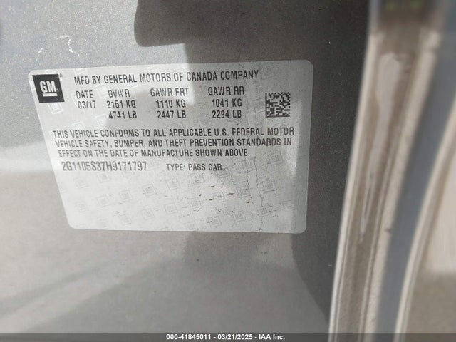 2G1105S37H9171797 Chevrolet IMPALA 1LT