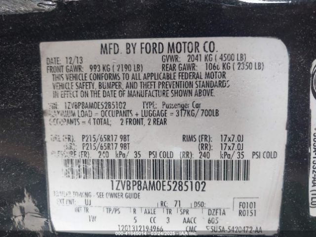 2014 FORD MUSTANG 1ZVBP8AM0E5285102 Photo 8