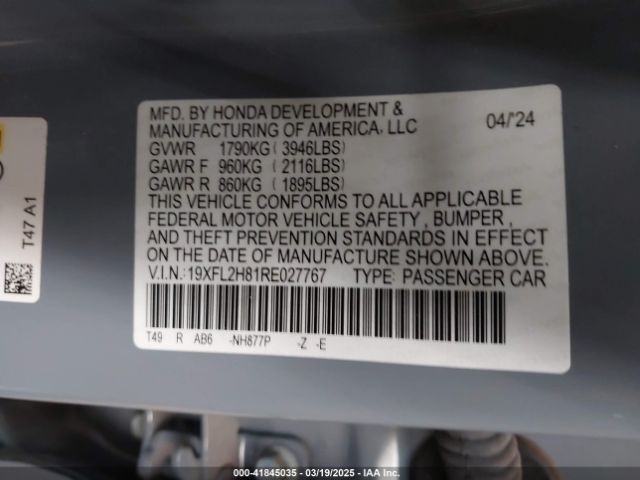 19XFL2H81RE027767 Honda Civic Sport