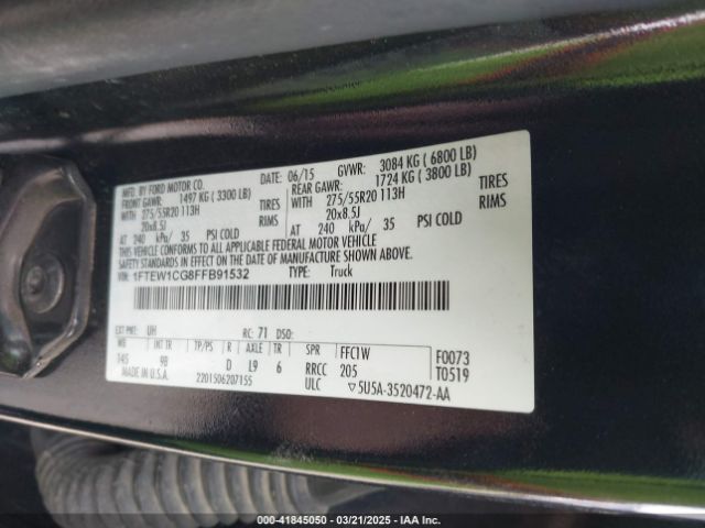 1FTEW1CG8FFB91532 Ford F-150 Platinum