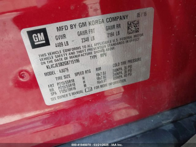 KL4CJESB2GB715196 Buick Encore
