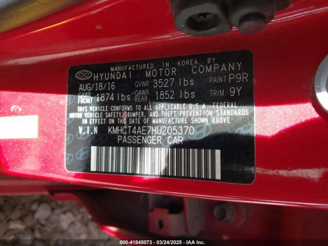 KMHCT4AE7HU205370 Hyundai ACCENT SE