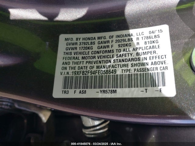 Honda Civic Ex-l 2015 19XFB2F94FE058649 Image 9