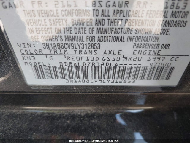 3N1AB8CV9LY312853 Nissan Sentra Sv Xtronic Cvt