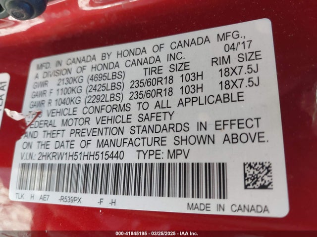 2HKRW1H51HH515440 Honda CR-V EX