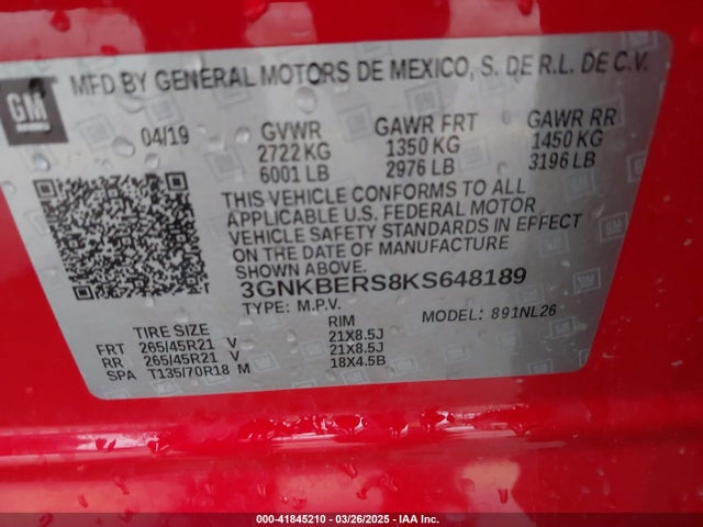 3GNKBERS8KS648189 Chevrolet lgx