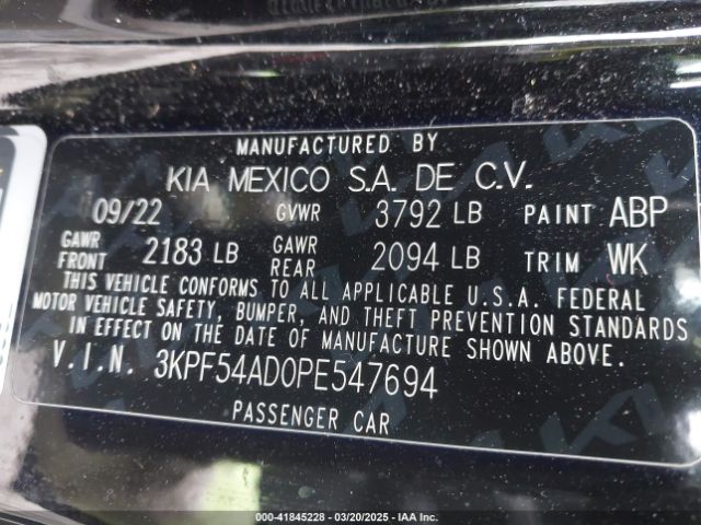 3KPF54AD0PE547694 KIA Forte Gt-line