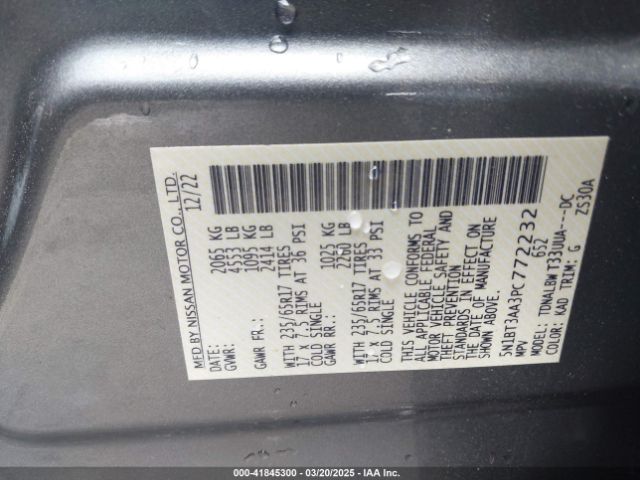 5N1BT3AA3PC772232 Nissan Rogue S Fwd