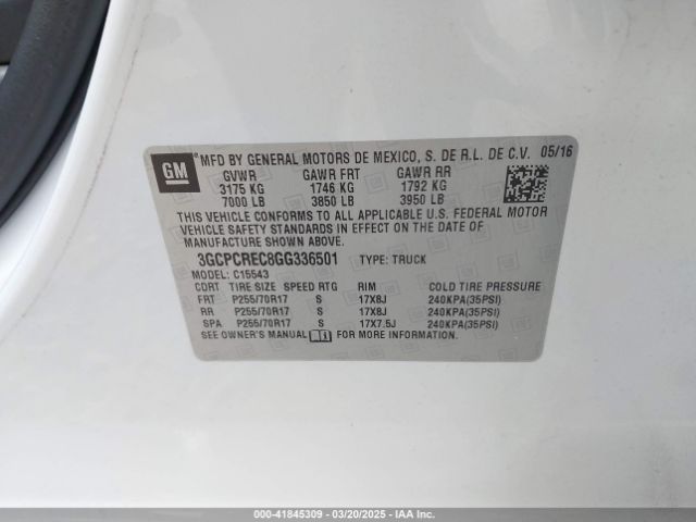 3GCPCREC8GG336501 Chevrolet Silverado 1500 1lt
