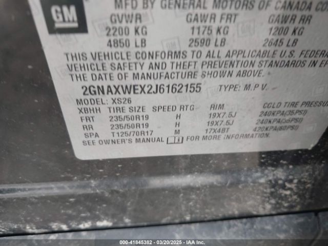 2018 CHEVROLET EQUINOX 2GNAXWEX2J6162155 Photo 8