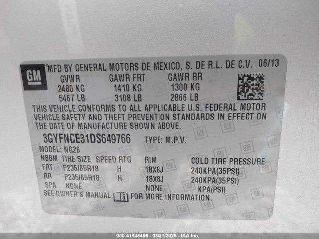 2013 CADILLAC SRX 3GYFNCE31DS649766 Photo 8