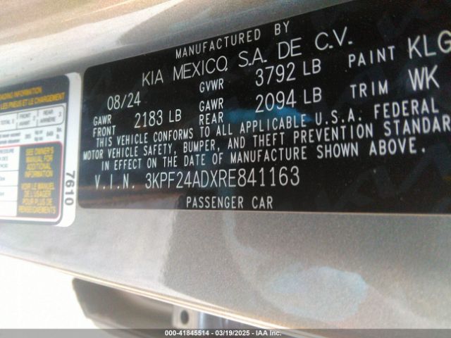3KPF24ADXRE841163 KIA Forte Lxs
