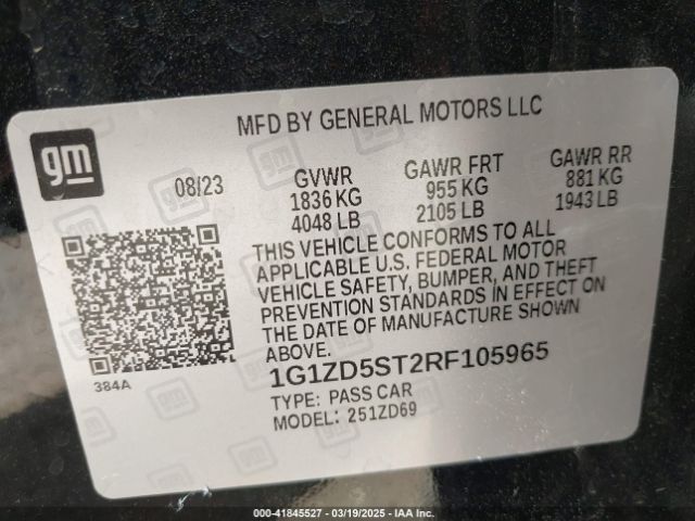 1G1ZD5ST2RF105965 Chevrolet Malibu Fwd 1lt