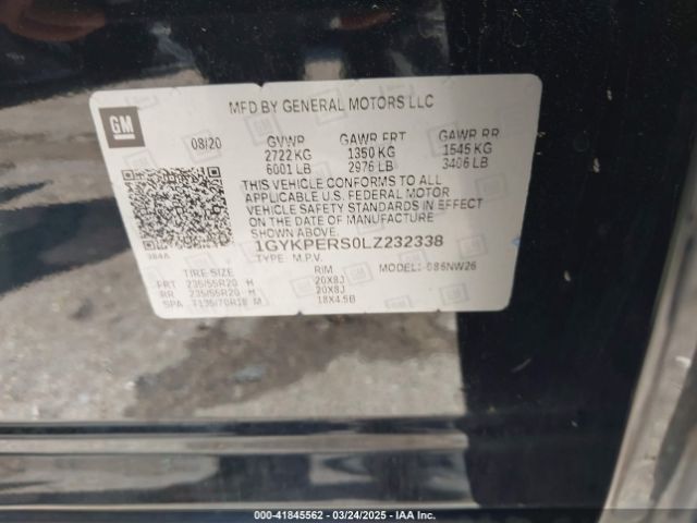 1GYKPERS0LZ232338 Cadillac Xt6 Fwd Premium Luxury