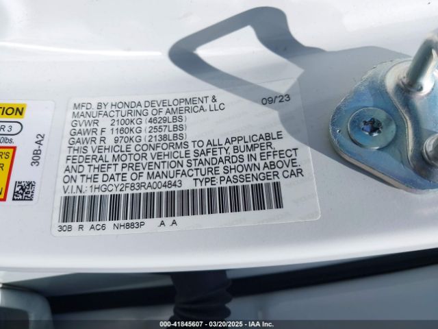 1HGCY2F83RA004843 Honda Accord Hybrid Touring