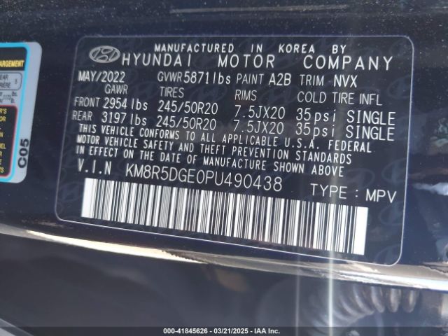 KM8R5DGE0PU490438 Hyundai Palisade Limited