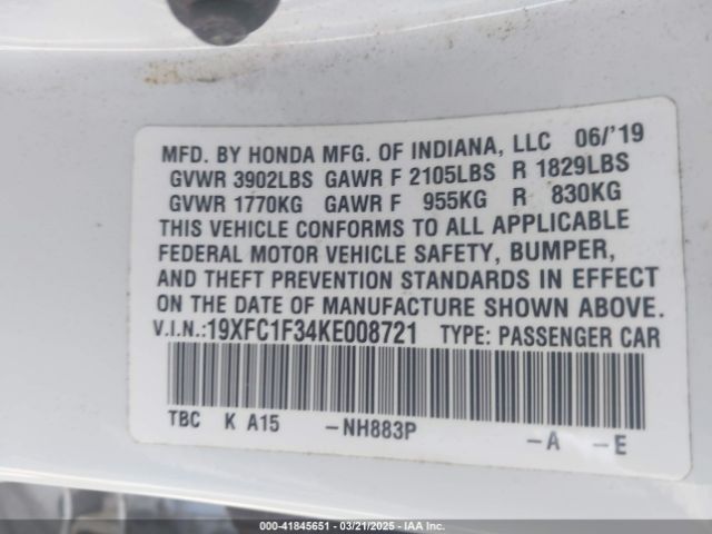 19XFC1F34KE008721 Honda CIVIC EX