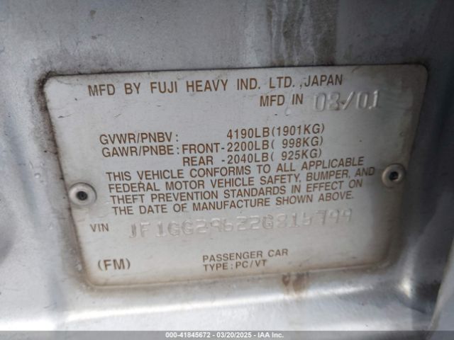 2002 SUBARU IMPREZA JF1GG29622G816799 Photo 8