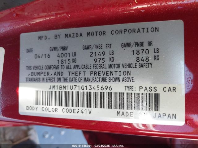 JM1BM1U71G1345696 Mazda Mazda3 I Sport