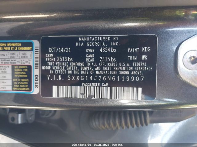 5XXG14J26NG119907 KIA K5 LXS