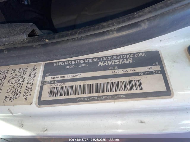 Продаж на аукціоні авто 2002 International 4000 4400, vin: 1HTMKADN72H553078, номер лоту: 41845727