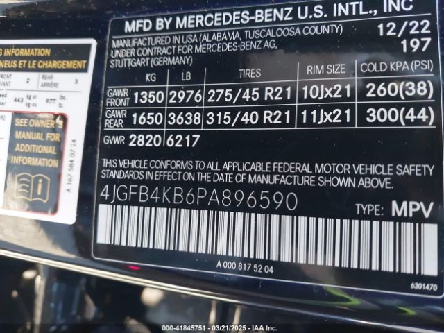 4JGFB4KB6PA896590 Mercedes-Benz Gle 350 4matic