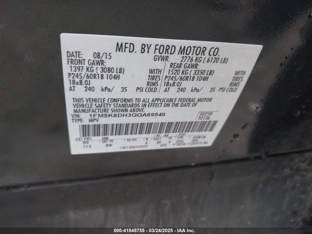 1FM5K8DH3GGA69549 Ford EXPLORER XLT
