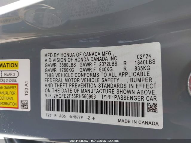 2HGFE2F56RH560996 Honda k20c2
