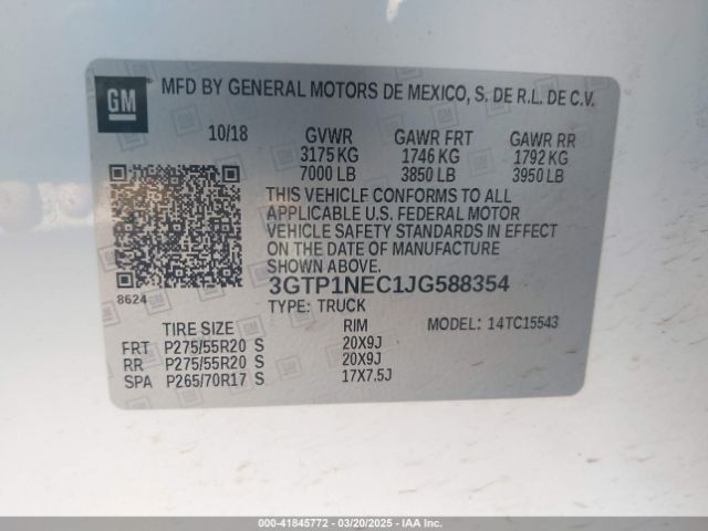 3GTP1NEC1JG588354 GMC Sierra 1500 Slt