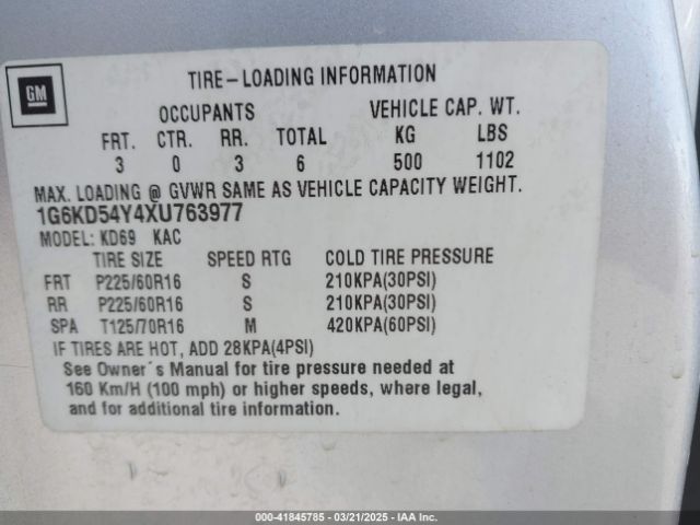 1999 CADILLAC DEVILLE 1G6KD54Y4XU763977 Photo 8