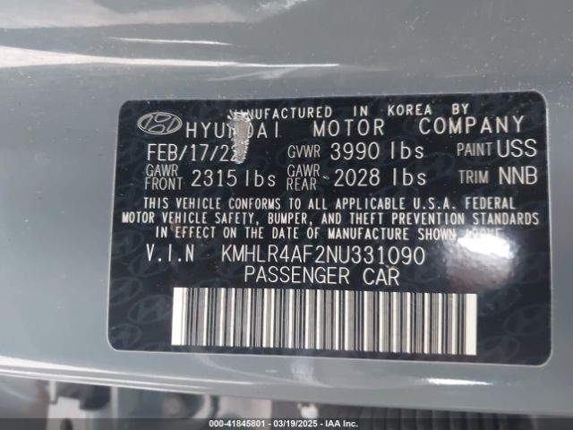 KMHLR4AF2NU331090 Hyundai Elantra N Line