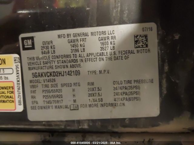 5GAKVCKD2HJ142109 Buick Enclave Premium