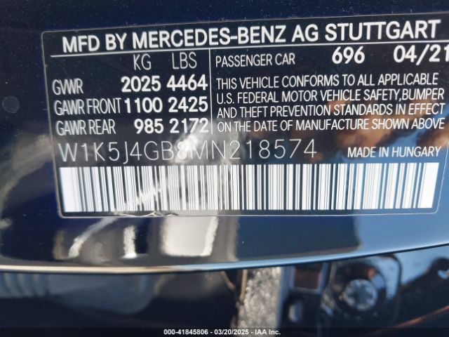 2021 MERCEDES-BENZ CLA 250 W1K5J4GB8MN218574 Photo 8