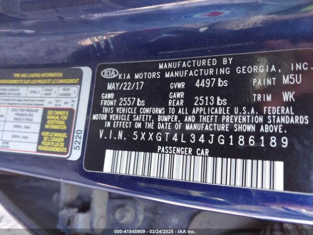 5XXGT4L34JG186189 KIA Optima S