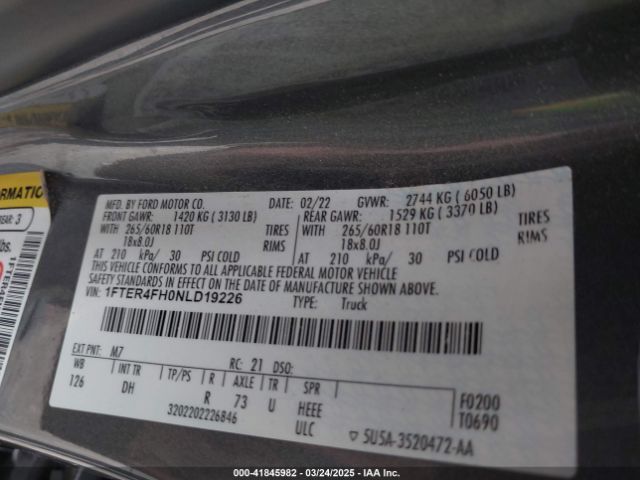 1FTER4FH0NLD19226 Ford Ranger Lariat