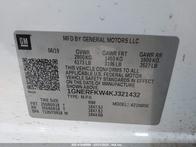 1GNERFKW4KJ321432 Chevrolet Traverse Ls