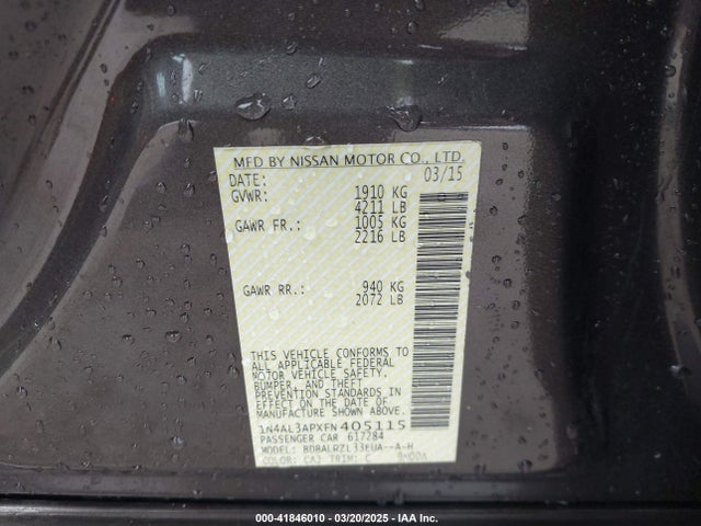 1N4AL3APXFN405115 Nissan Altima 2.5 Sl