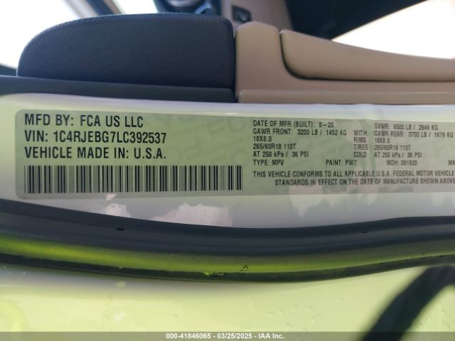 1C4RJEBG7LC392537 Jeep Grand Cherokee Limited 4x2