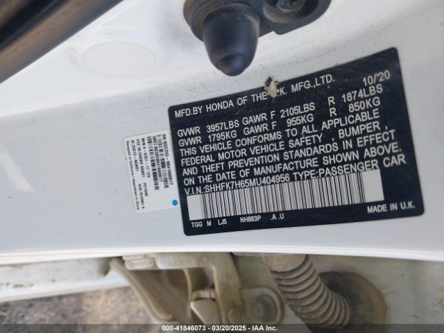SHHFK7H65MU404956 Honda CIVIC EX