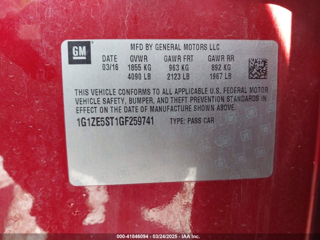 1G1ZE5ST1GF259741 Chevrolet MALIBU 1LT