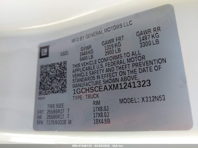 1GCHSCEAXM1241323 Chevrolet Colorado 2wd  Long Box Lt