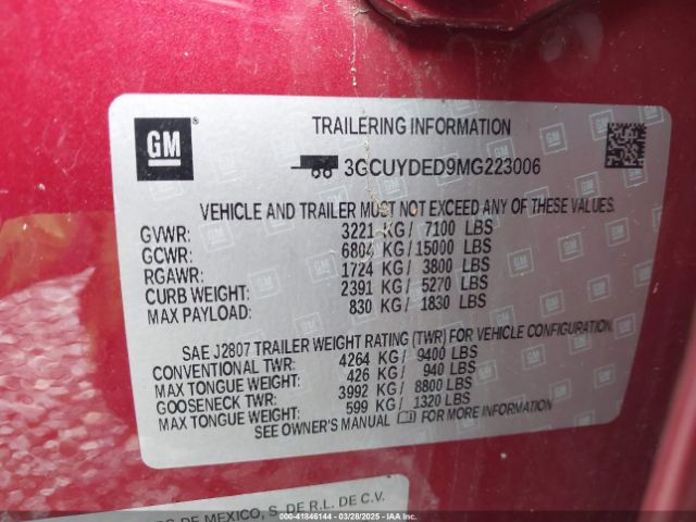 3GCUYDED9MG223006 Chevrolet Silverado 1500 4wd  Short Bed Lt