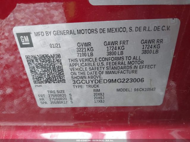3GCUYDED9MG223006 Chevrolet Silverado 1500 4wd  Short Bed Lt