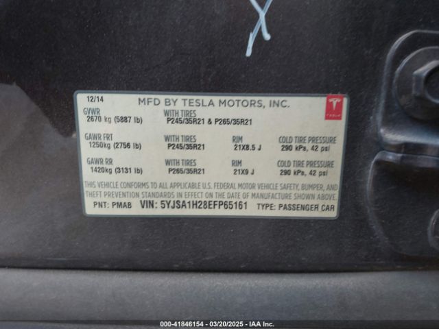 2014 TESLA MODEL S 5YJSA1H28EFP65161 Photo 8