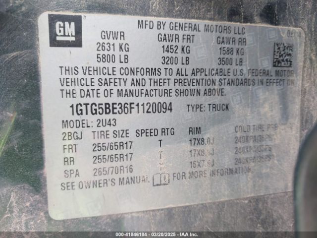 1GTG5BE36F1120094 GMC CANYON SLE