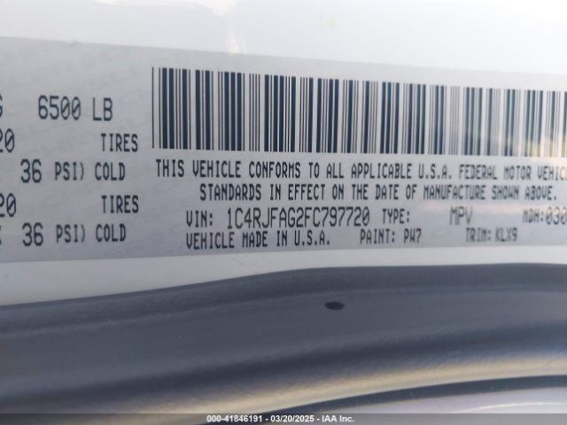 2015 JEEP GRAND CHEROKEE 1C4RJFAG2FC797720 Photo 8
