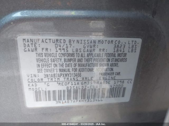 3N1AB7APXHY313466 Nissan SENTRA SV