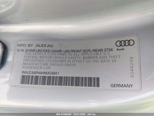 WAUC4AFH4HN003841 Audi S5 3.0t