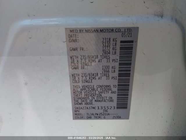 2021 NISSAN MURANO 5N1AZ2AJ7MC135523 Photo 8