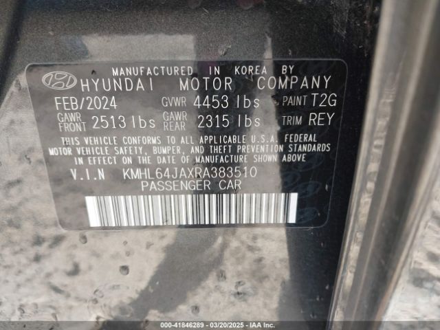 KMHL64JAXRA383510 Hyundai SONATA SEL